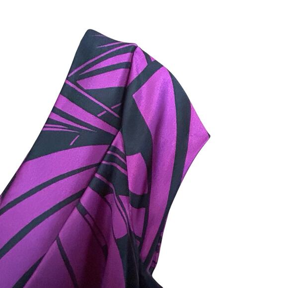 MAGGY LONDON Women’s Purple Black Sheath Ruched Midi Cocktail Dress Size 10 - Picture 8 of 15